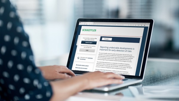 The whistle-blower system allows Schaeffler employees and external whistle-blowers worldwide to report breaches of laws or regulations.