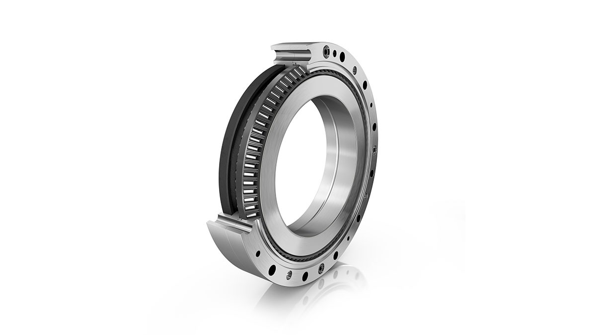 The double-row XZU angular contact needle roller bearing from Schaeffler, showcased at the Hannover Messe, is optimized for lightweight robotics, featuring two separate raceways, high tilt rigidity, and reduced friction resistance, making it ideal for precise motion applications.