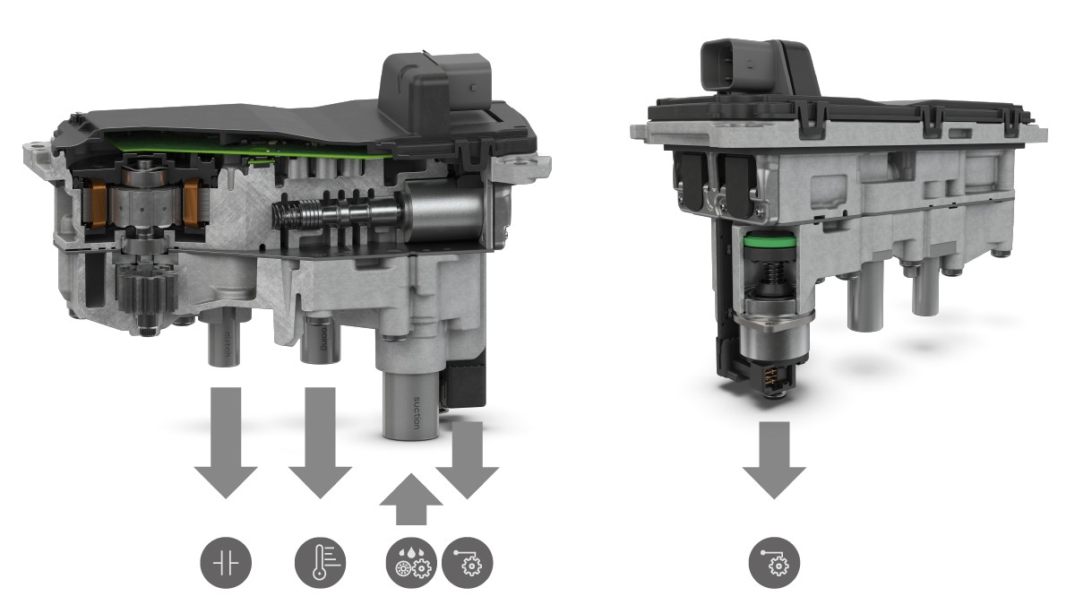 Figure 5: Cross-section of the fully integrated ‘cooling + 2’ actuator system
