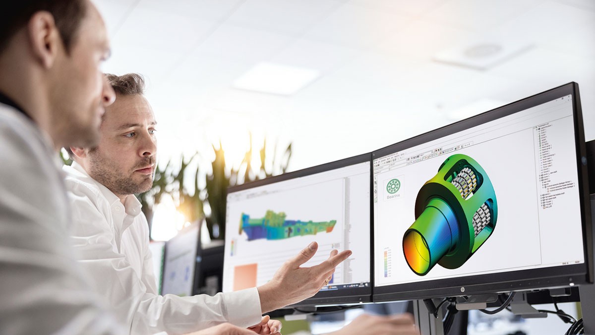 Two Schaeffler engineers use cutting-edge software to calculate and simulate a wind turbine drive train.